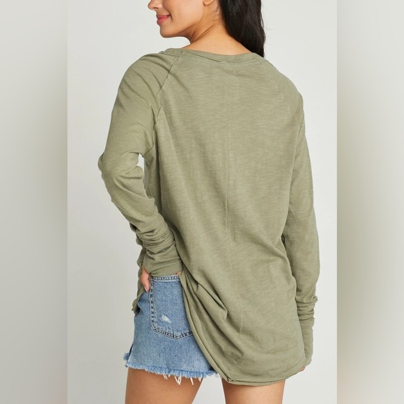 NWT Free People Washed Arden Cotton T-Shirt Silver Feather - Picture 5 of 5